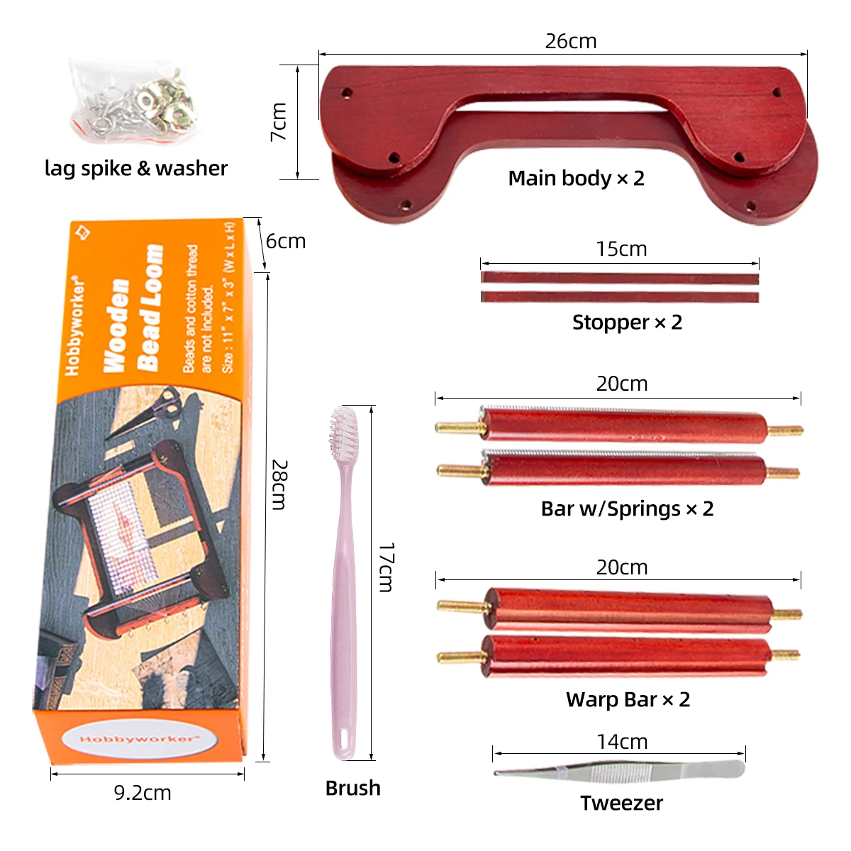 XUQIAN 20*26*7cm Wooden Bead Loom Kit with Tweezer and 3 Bags Seed Beads for Handmade Bracelets Necklaces Jewelry Making Tool