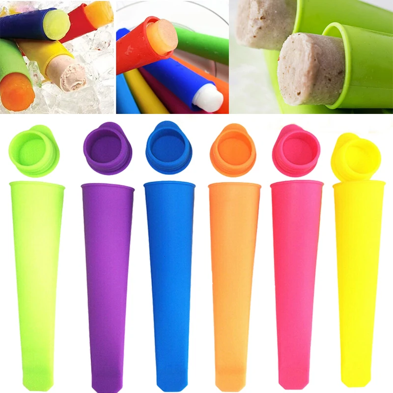 6Pc Summer Popsicle Lollypop Mold Set Silicone Fai Da Te Gelato Ghiacciolo Maker Stampo Ice Lolly Ice Cube Mold Party Bar Tool