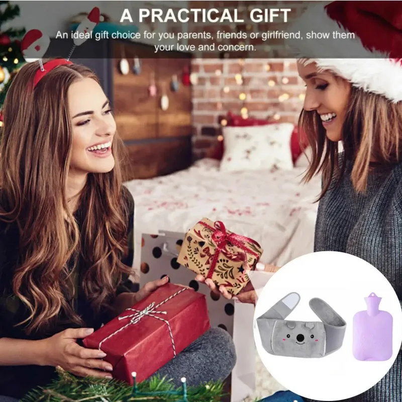 Set 3 in 1 Cartoon Hot Water Bottle Cover Warm Plush Pouch Bag Covers Waist Belt 1000ml Water Bottle Universal Warm Bag Cover