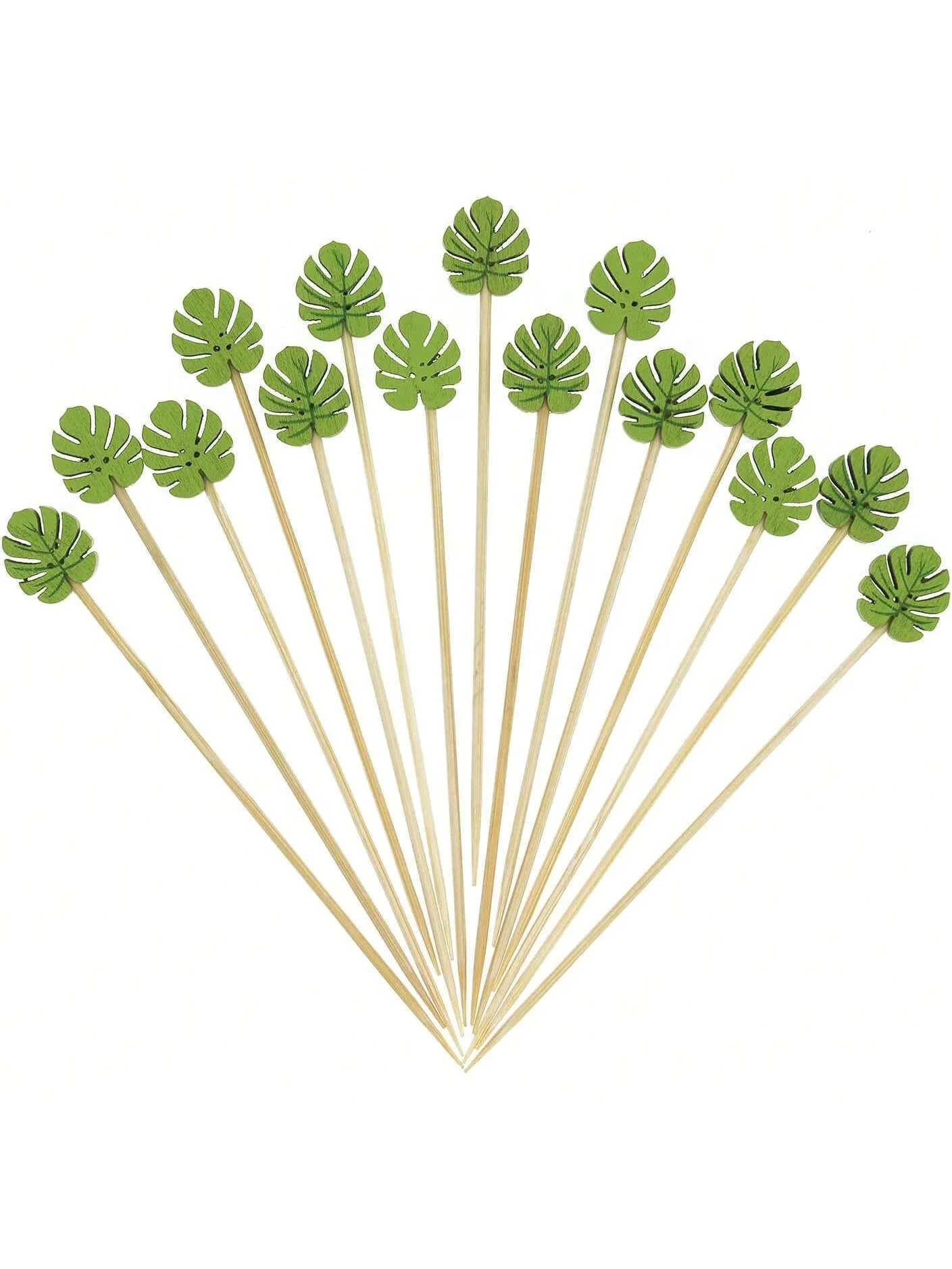 100Pcs 4.7Inch Cocktail Skewer Appetizers Toothpicks, Fruit,Wedding Toothpicks For Appetizer Decoration Party Supplies(Leaf)