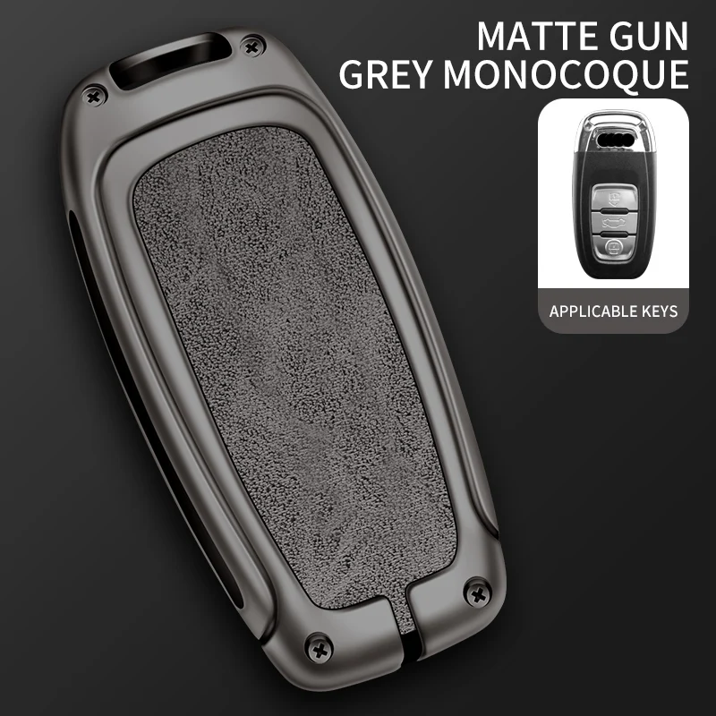 Premium Leather Car Key Case Cover with Metal Accents