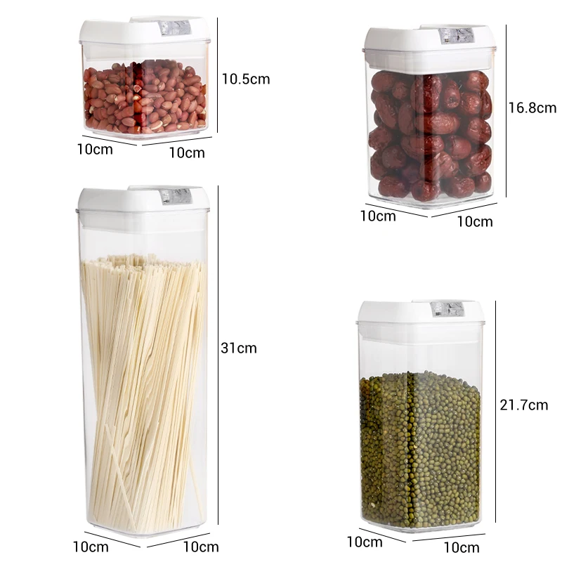 Food Storage Jar With Lid Kitchen Container Kitchen Organizer Stackable Dustproof Moisture Resistant Accessories storage box,kitchen storage box,food storage container,food storage box