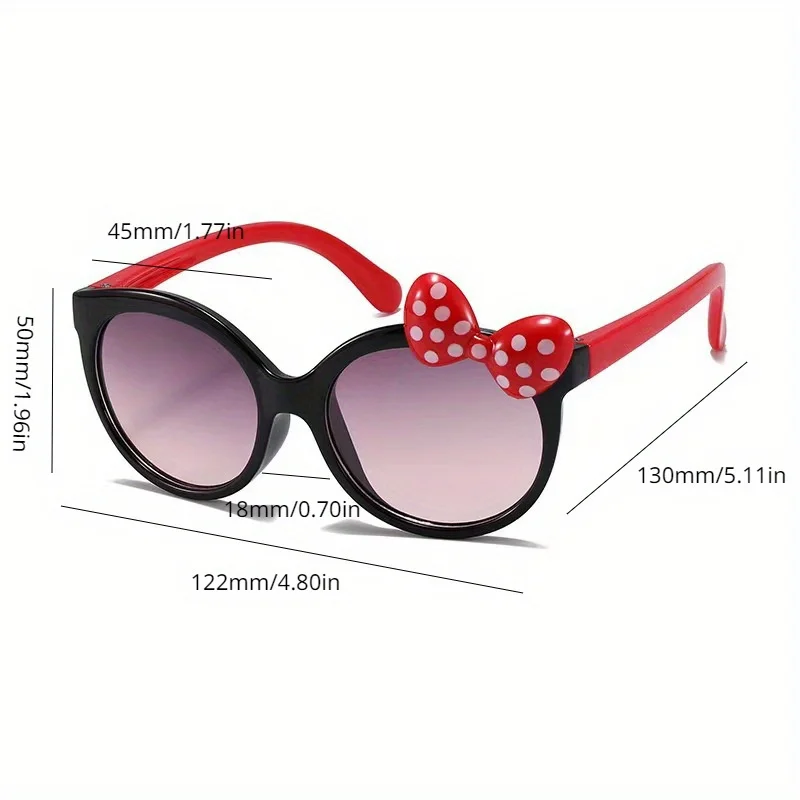 Color Block With Bow Decor Large Frame Sunglasses children sunglasses kids sunglasses cosplay sunglasses party sunglasses fashion sunglasses Teens Boys Girls Outdoor Party Vacation Travel kids eyewear