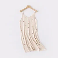 Summer new ladies sexy nightdress 100% viscose camisole skirt printed V-neck sleeveless skirt sexy dress summer plus size women - Image 3