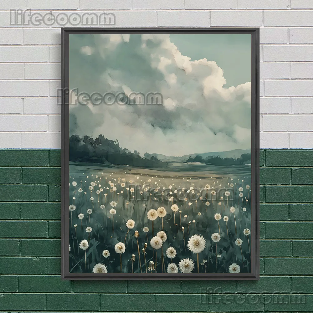 Muted Wildflower Wall Art: Moody Floral Canvas Painting