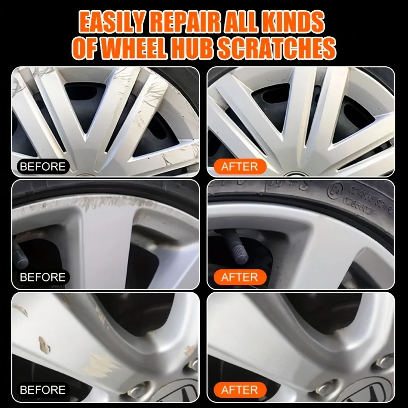 Wheel Hub Scratch Repair Cream Chrome Trip Alloy Rust Remover & Polish for Car Tires Restores Metallic Finish Easy wheel repair kit wheel rim repair paste wheel hub paste