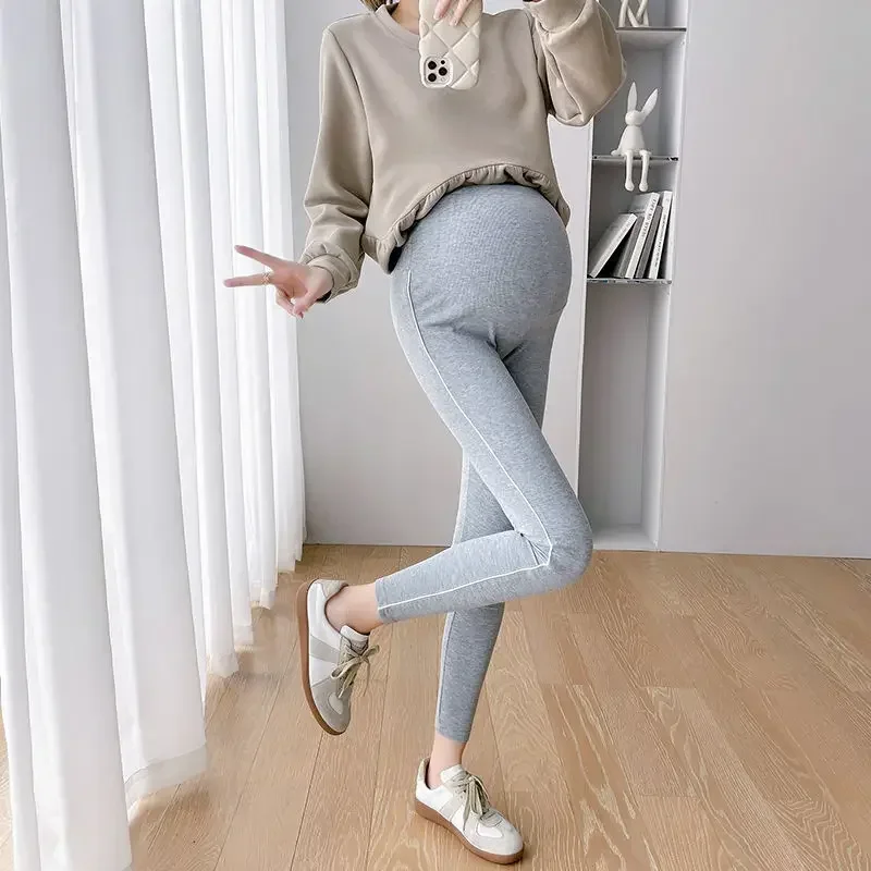 Autumn Pregnant Women's Clothes Striped Patchwork High Waist Maternity Belly Leggings Stretched Skinny Pregnancy Pants Trousers 6