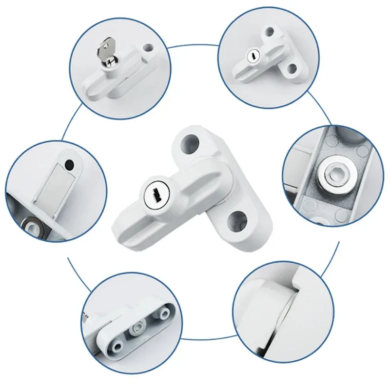 Toggle Latches T-locks With Key External Window Lock Buckle Alloy Safety Locks UPVC Door Sash Jammer Security Restrictor Anti Theft