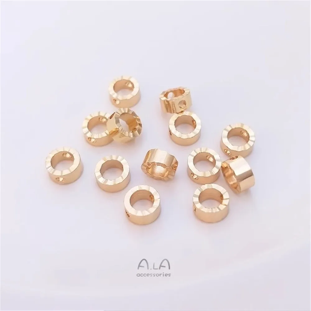 14K Gold-filled Wavy Edge Batch Flower Bead Set Bead Hoop Handmade Bead Ring DIY Bracelet Earrings Jewelry Accessories K055 multifunction gold edge jewelry display trays women earring pendent bracelet ring showcase stand jewellery organizer removable