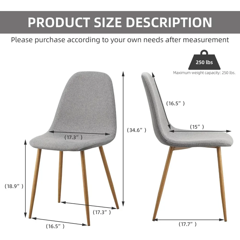 Dining Chairs Set of 4,Modern Upholstered Dining Room Chairs, Kitchen Chairs with Metal Legs, Comfortable Kitchen Chairs for Din 2