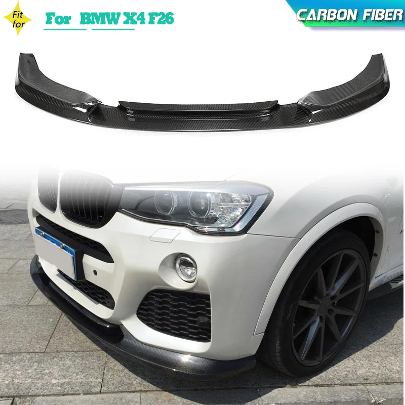 

Автомобильный передний бампер из углеродного волокна, спойлер для BMW X4 F26 M-Спортивная искусственная кожа 2014-2018, защита переднего бампера для подбородка для гонок