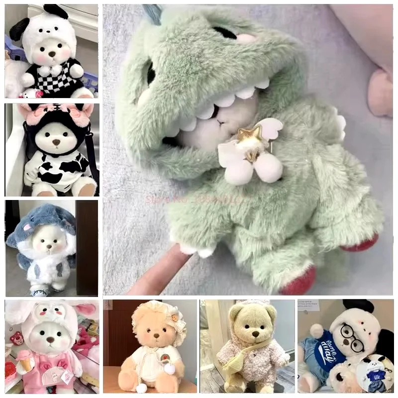 30cm Clothes Kawaii Plush Toys Plush Bear Doll Clothing Soft Bear White Brown Teddy Bear Girls Heart Kids Girlfriend Cute Toys 6