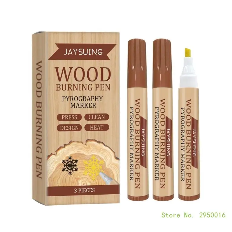 3Pieces Burning Marker Burning Pen Pyrography Marker Easy to Use Crafting Pen for Wood Painting