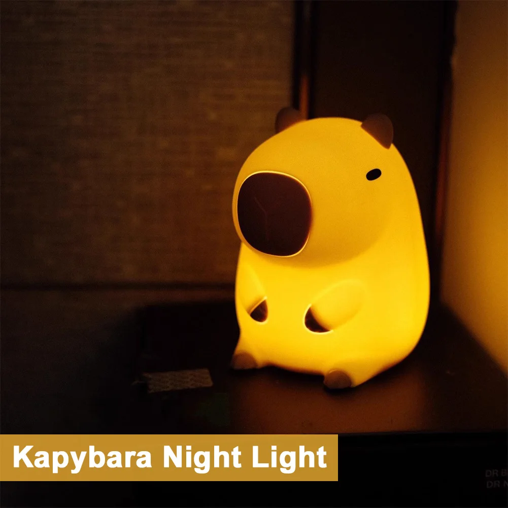 LED Night Light Night Light LED Night Lamp Capybara Night Light Cute Touch Lamp 2 Gear Silicone Sleeping Light USB Charging Dimmable Bedside Lamp Home Bedroom Decor