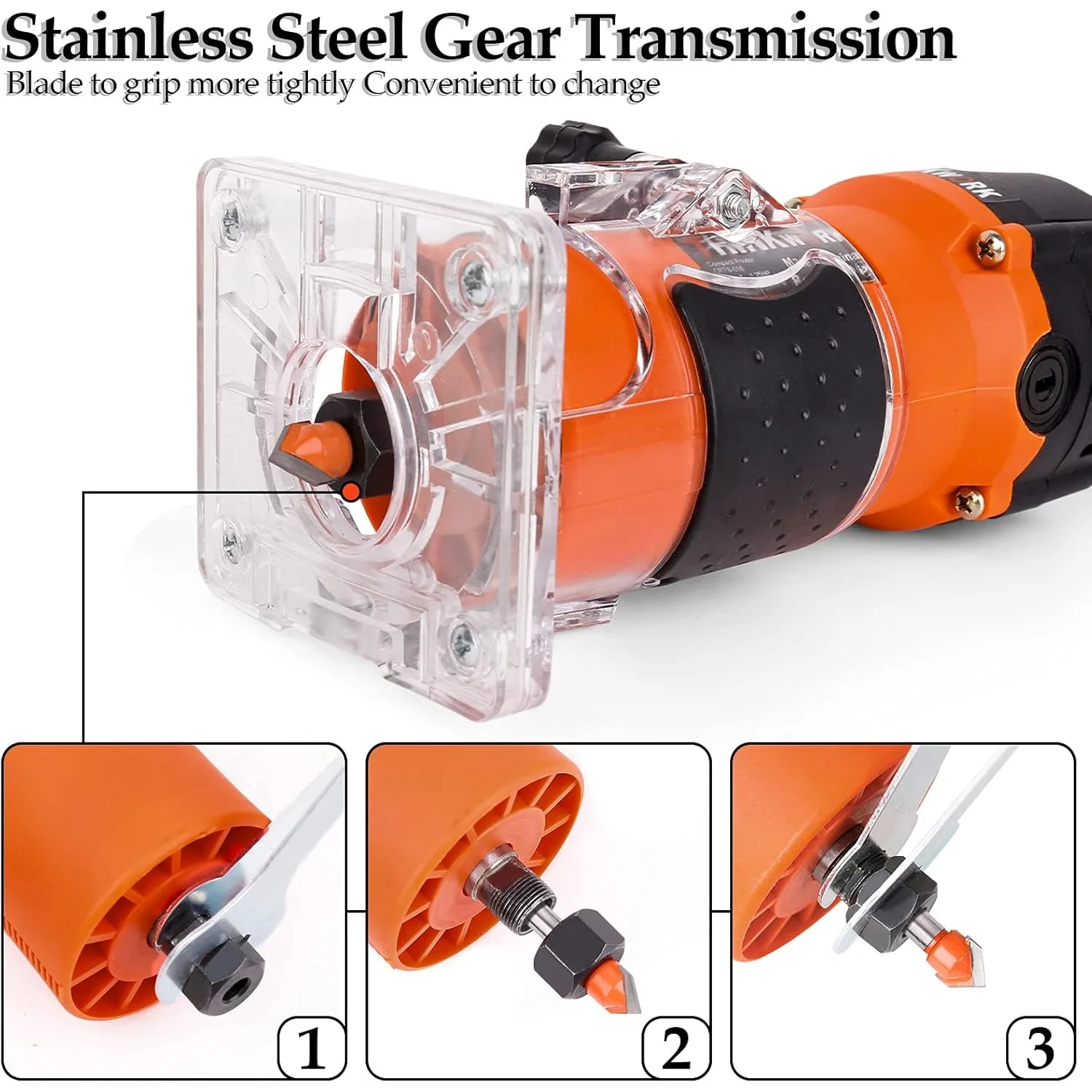 Compact Router, 6.5-Amp 1.25 HP Compact Wood Palm Router, Wood Trimmer with 15 pieces 1/4" Router Bits Set, 30000R/MIN
