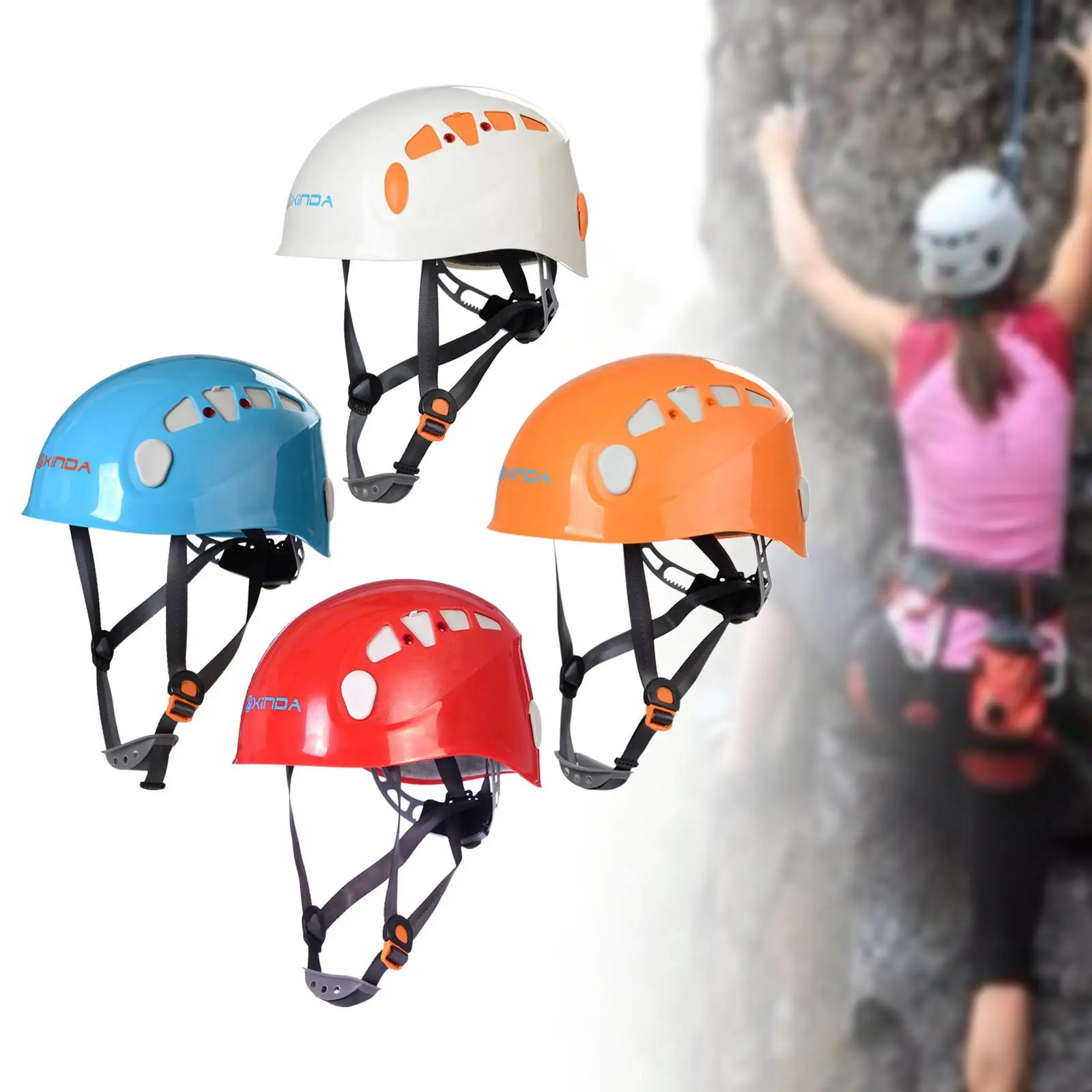 Climbing Helmet Protection with Chin Strap Construction Hardhat for Adults Mens Womens Mountaineering Rappelling Rope Descent