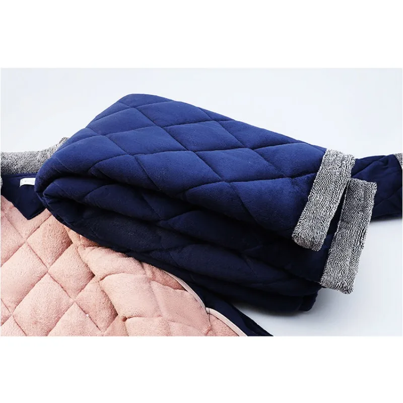 2023 New Sleepwear Men's Winter Coral Velvet Three-layer Cotton Loose Loungewear Thickened Flannel V-neck Warm Homewear Set