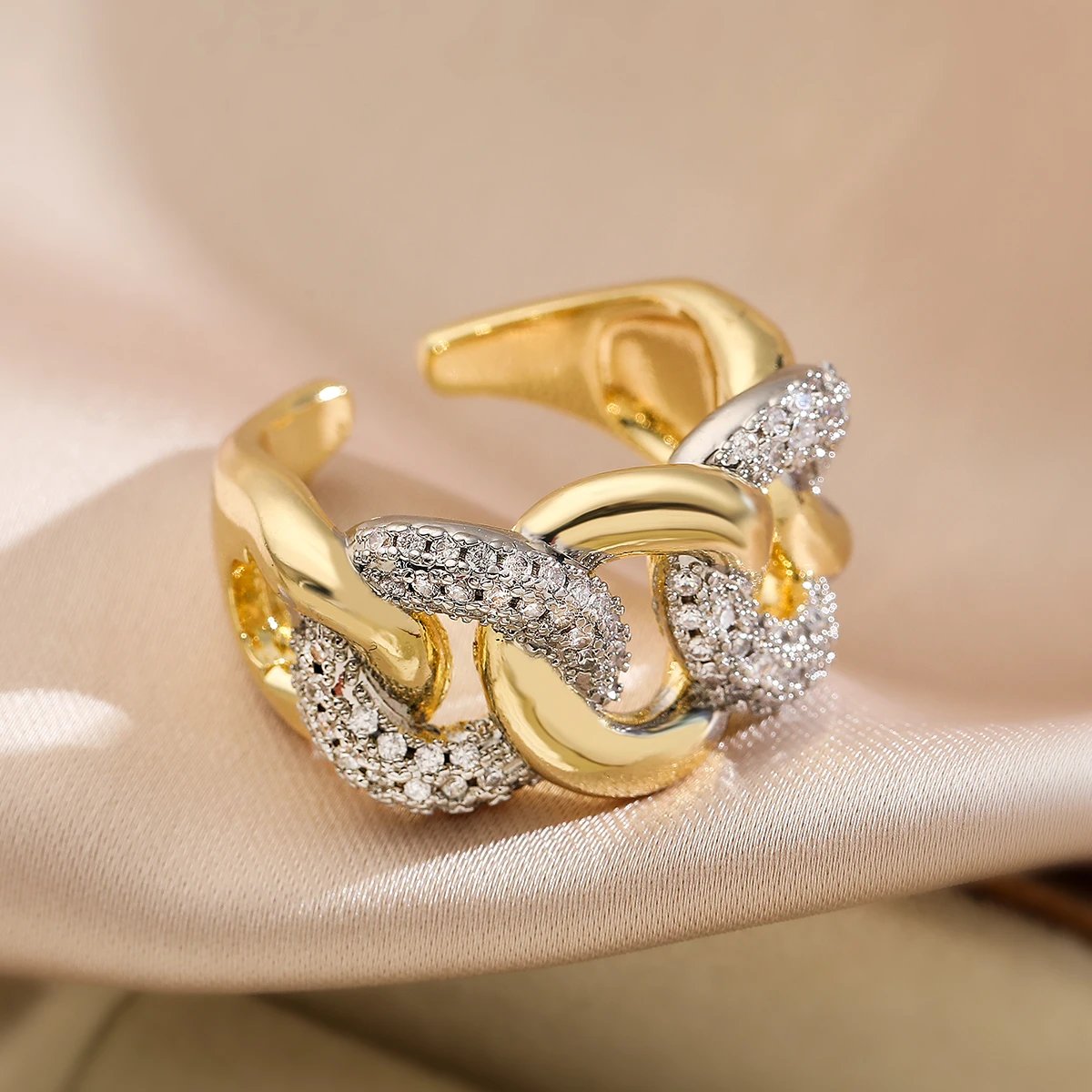 NEWBUY Brand Luxury AAA Cubic Zirconia Pave Setting Copper Jewelry Gold/Silver Mix Color Wedding Rings For Women Gift wedding rings womens ring jewelry rings ring jewelry