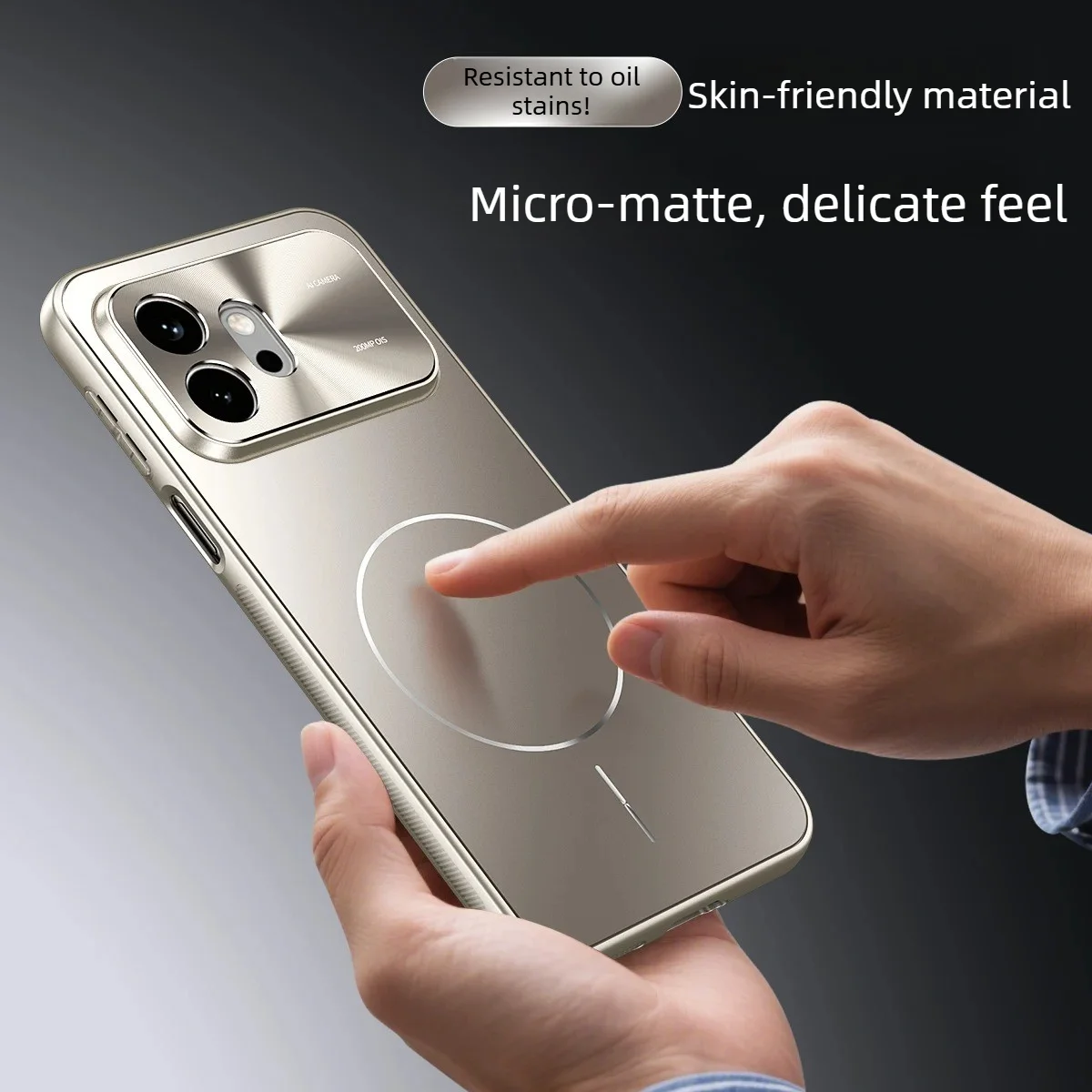 Luxury Alloy Backplane AG Phone Case with Magnetic Wireless Charging and Rotatable Bracket