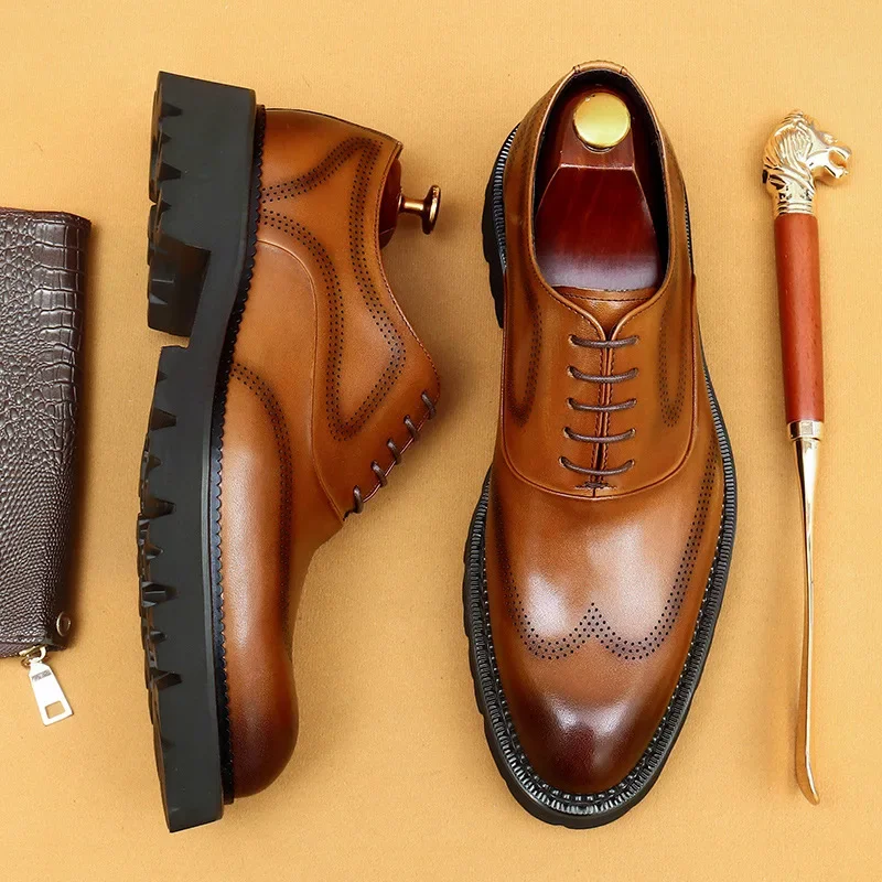 Cm Mens Dress Shoes Luxury Genuine Leather Handmade British