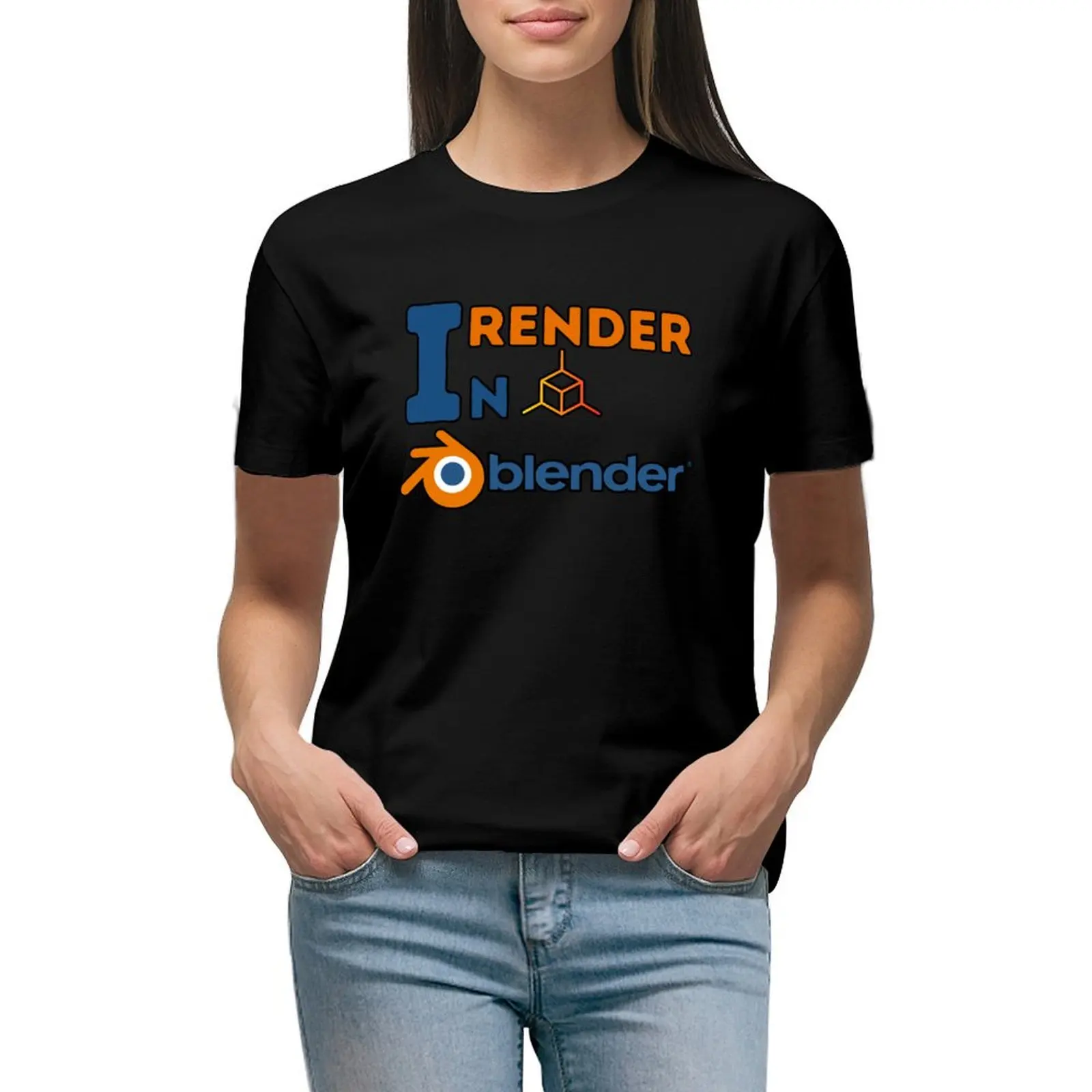 

I Render In Blender - Blender 3D T-shirt oversized hippie clothes Aesthetic clothing t-shirts for Women pack