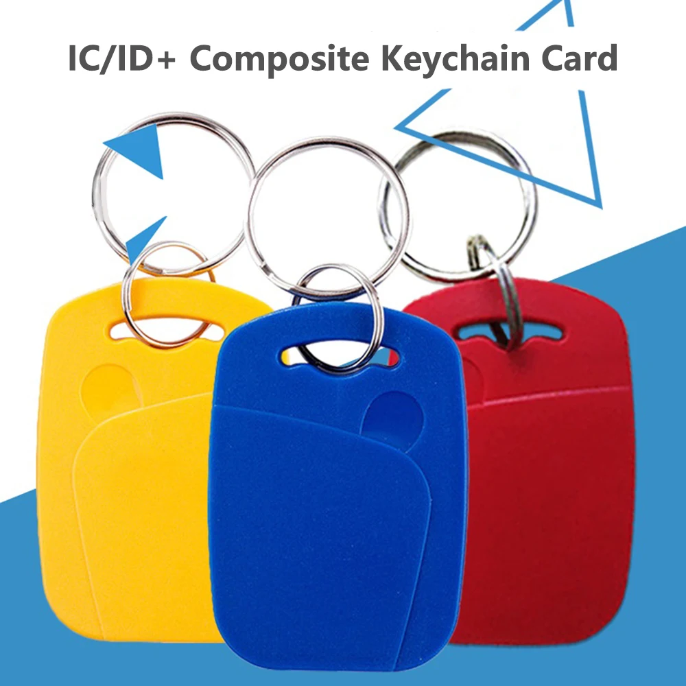 5PCS Smart Dual Frequency Chip Tag 125Khz TK4100+FM1108 Rewritable Badge 13.56Mhz NFC Copy Token Keychain 5 in 1 Composite Card 5 10pcs rfid fuid smart chip tag card 0 sector write uid change tag nfc smart chip badge 13 56mhz one times copy clone keychain