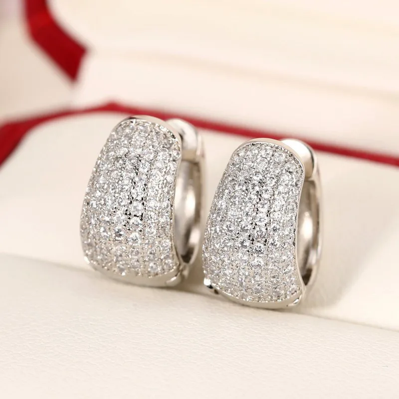 【STONEHENgE】Silhouette〜Silver Double Cubic Earrings X0017 925 Sterling Silver Hoop Earrings for Women Luxury Pave Half