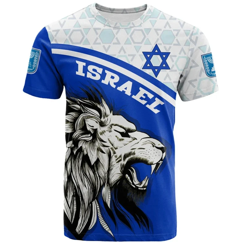

Israel Flag Men's T-shirt 3D Print Israelis National Emblem T Shirt For Men Short-sleeved Oversized Sports Male Clothing Tops