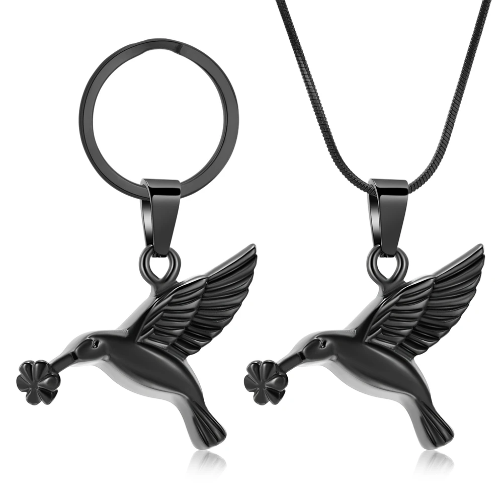 Bird Key Chain And Necklace Stainless Steel Perfume/Ashes Holder Cremation Urns Necklaces Customize Jewelry Pendant