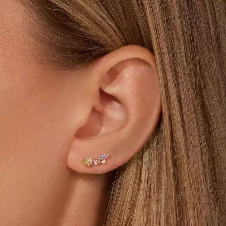 9 Paia Orecchini A Borchie In Giada Naturale E Argento &ndash; Multicolore, 10 Mm &ndash; Vintage, Fatto A Mano