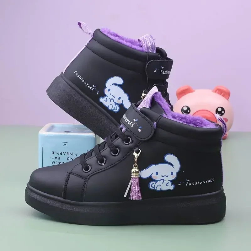 Sanrio hello kitty Children's Cotton Shoes Autumn Winter Fleece Warm Student boy girl Sports Shoes kuromi Casual Sneakers