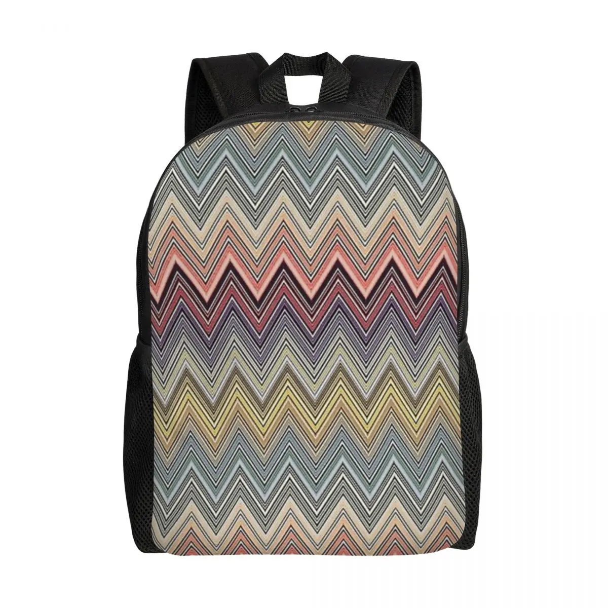 

Pastel Home Zig Zag Travel Backpack Women Men School Laptop Bookbag Camouflage Bohemian College Student Daypack Bags