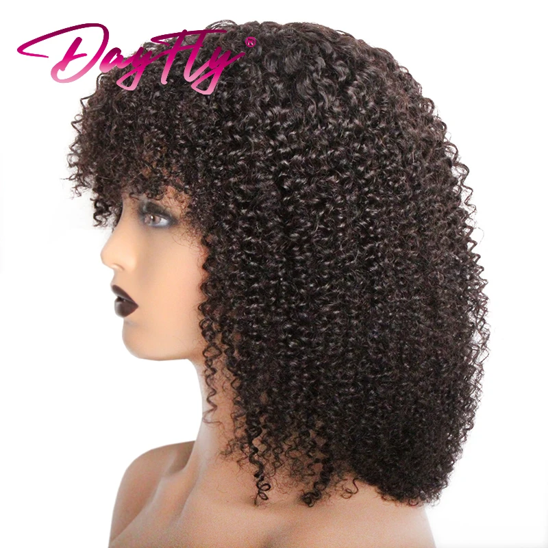 Human Hair Wigs Short Curly Bob Wig With Bangs Brazilian Hair Wigs Women Short Curly Human Hair Wigs With Fringe 180% D Full Machine