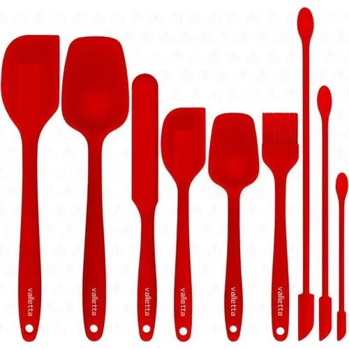 Valetta Drongo Jar Scraper Silicone Spatula Set 9 Pieces Red