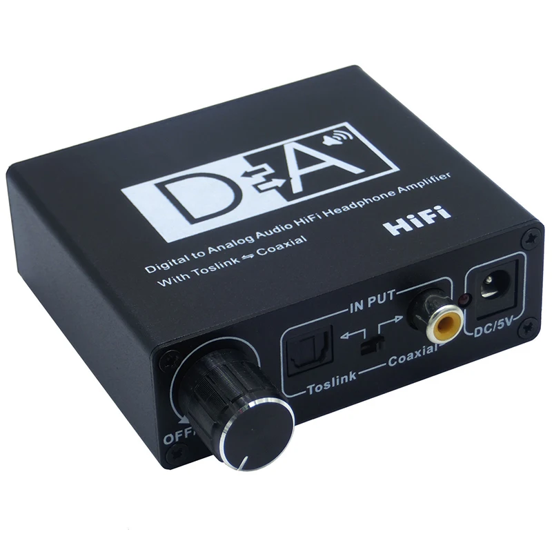 

Hifi DAC Amp Digital To Analog Audio Converter RCA 3.5Mm Headphone Amplifier Toslink Optical Coaxial Output