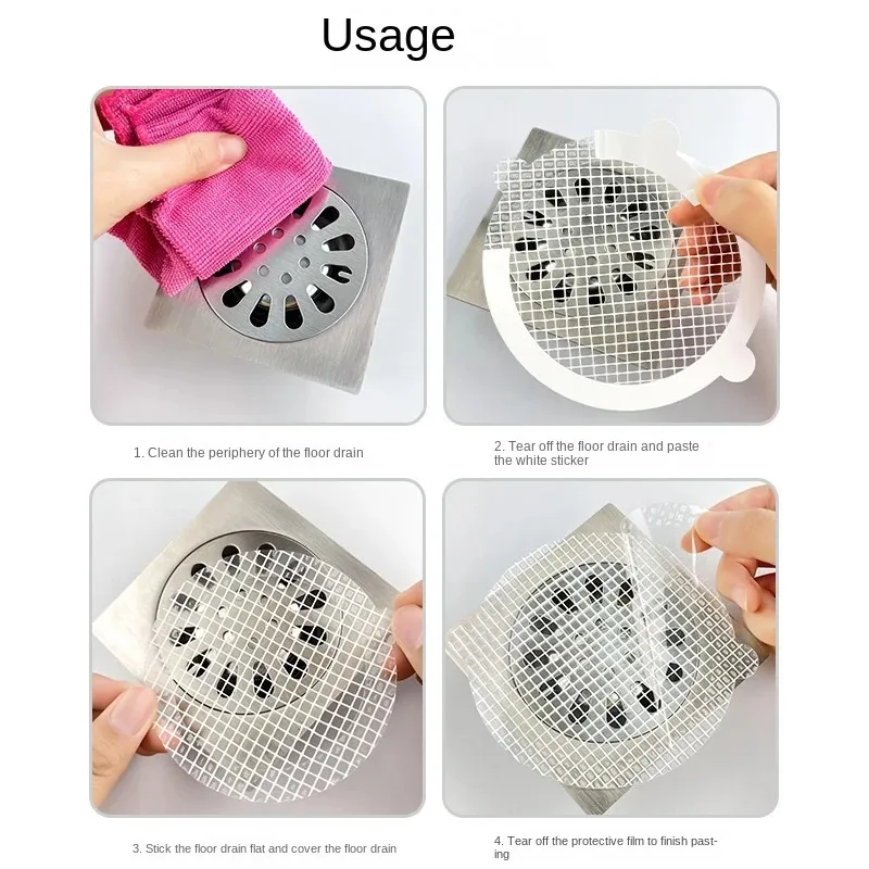 Disposable Anti-Block Drain Stickers Mesh Hair Catcher for Shower Kitchen Bathroom Sink Covers Water Flow Enhancer