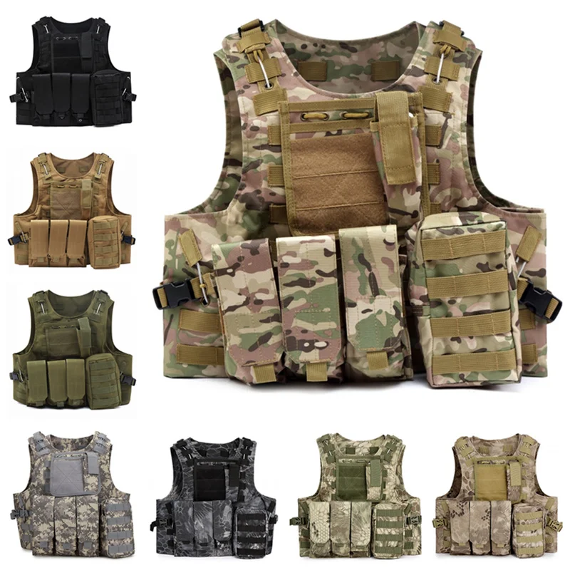 

USMC Tactical Vest Molle Combat Assault Plate Carrier Military Airsoft Gear Paintball Chest Rig CS Wargame Hunting Vests