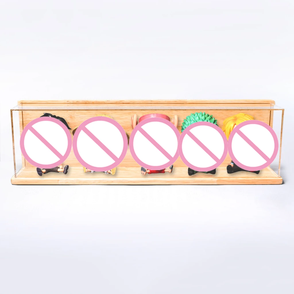 Transparent Acrylic Display Box Rectangular Solid Wood Storage Glass Hood Handmade Blind Box Dustproof Displaycase Figure