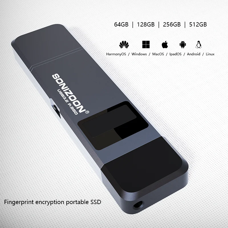 Fingerprint Encryption Portable Ssd 128/256/512gbwrite Protection