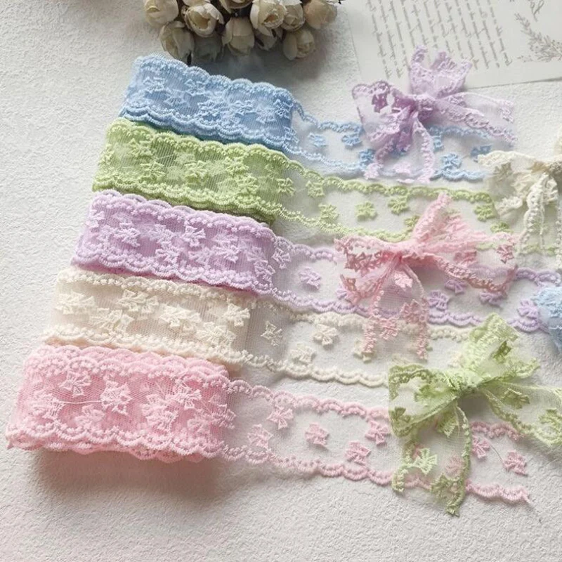 Floral Embroidery Wavy Lace Ribbon for Crafts and Sewing - 2 Yards