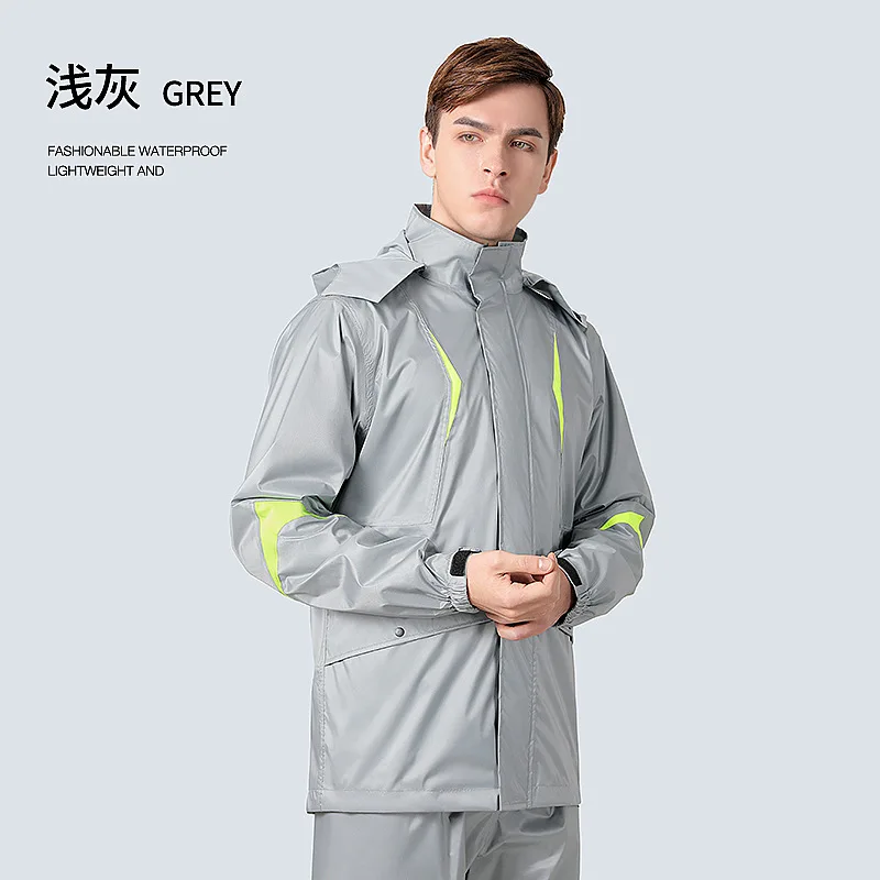 Raincoat Rain Pants Set Split Fashion Reflective Raincoat Men's Motorcycle Takeaway Riding