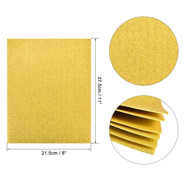 Uxcell 6pcs 2mm Thick Gold Powder Glitter EVA Foam Sheet Sponge Paper Foam Paper Kindergarten DIY Handmade Supplies Without Glue 3