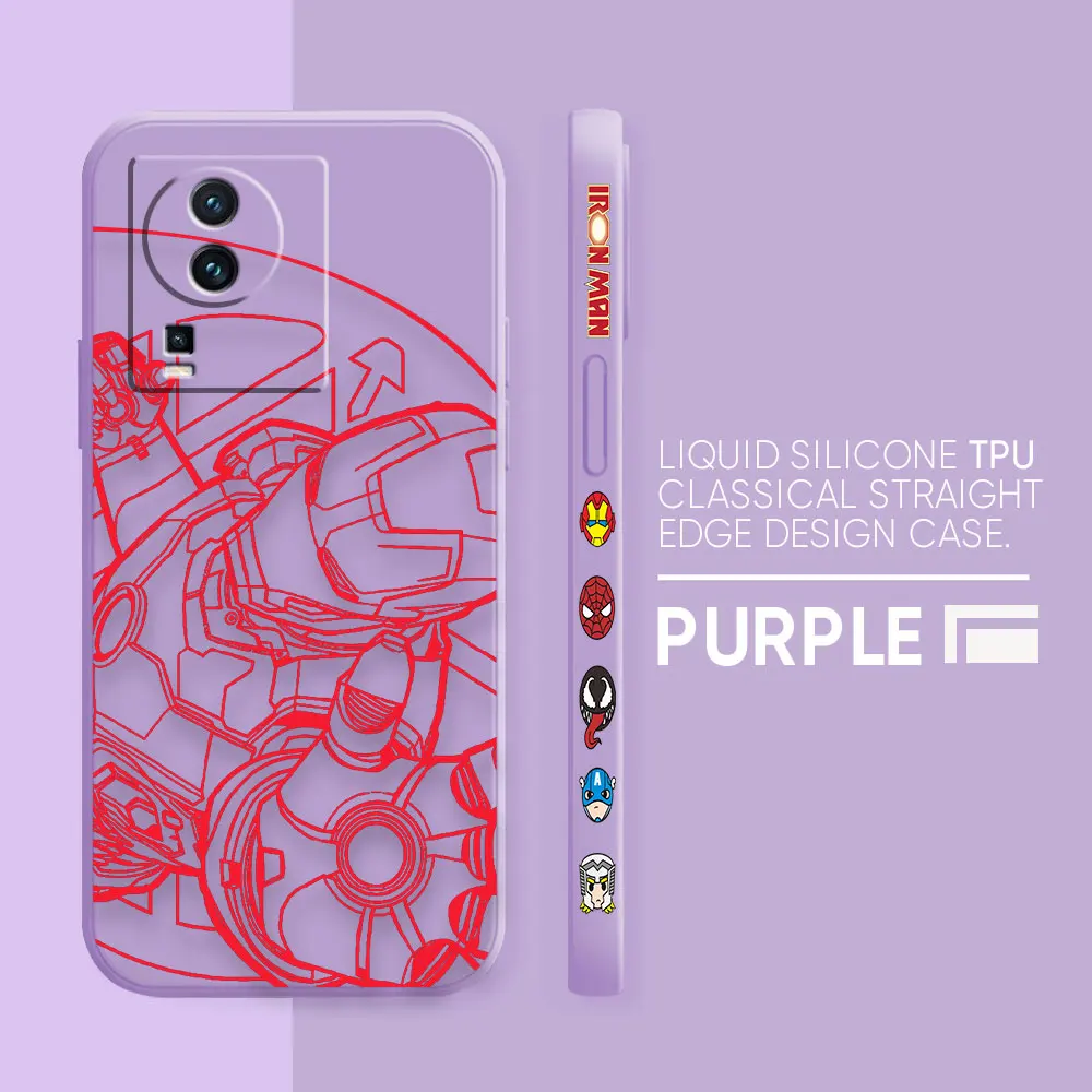 thumbnail image 1 of Case For VIVO IQOO 5 7 8 9 10 11 Pro 5G Z6 Z7 NEO3 5 5S 6 7 Colour Simple Liquid Silicone Case Marvel Iron Man Comics, 1 of 5