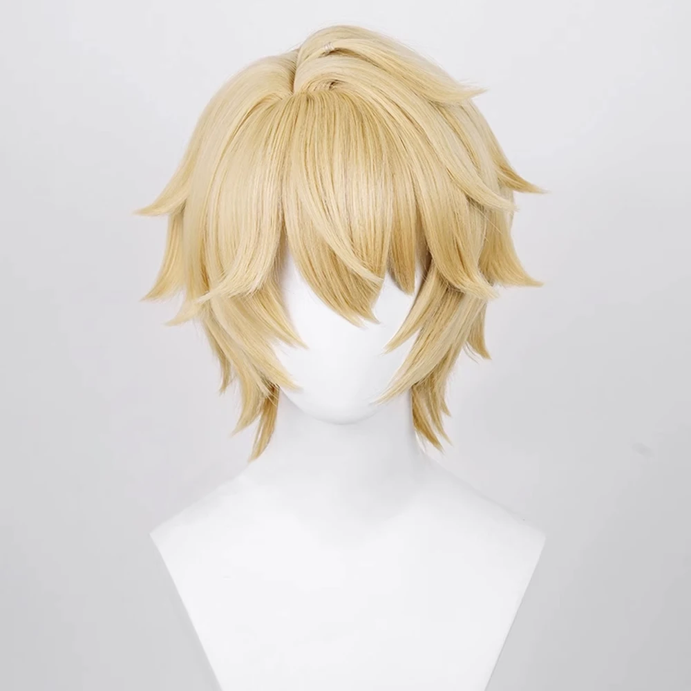 Synthetic Blonde Short Straight Wig with Bangs Anime Game