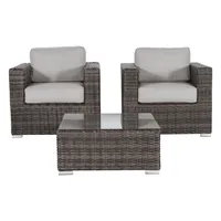 Fully Assembled 2-Person Rattan Wicker Seating Set with Cushions 1