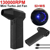 High Speed Duct Fan Air Blower Turbo Violent Fan 52+M/S Wireless Turbo Fan 130000RPM with LED Light for PC Keyboard Car 1