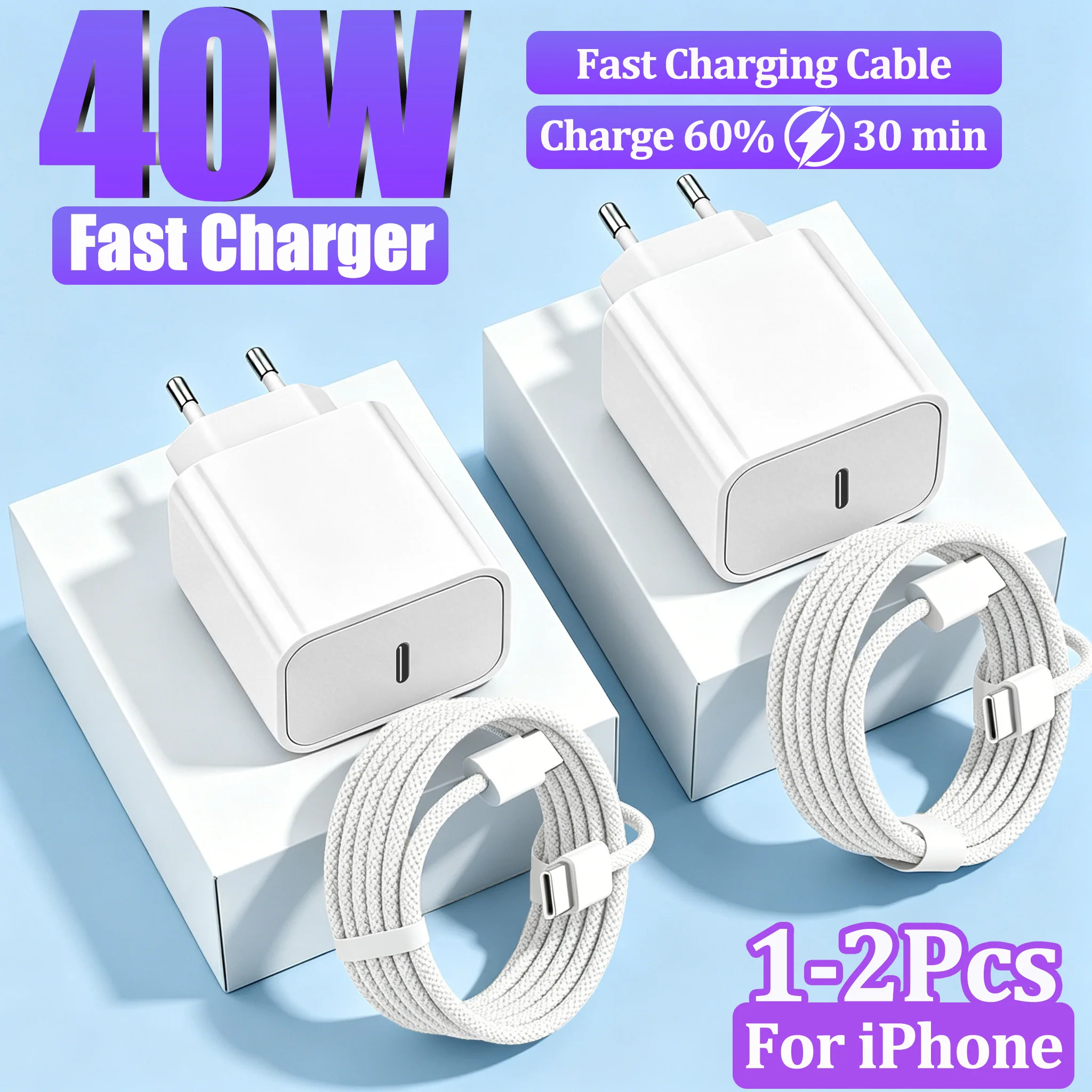 อะแดปเตอร์ชาร์จเร็ว PD 40W สำหรับ iPhone ทุกรุ่น