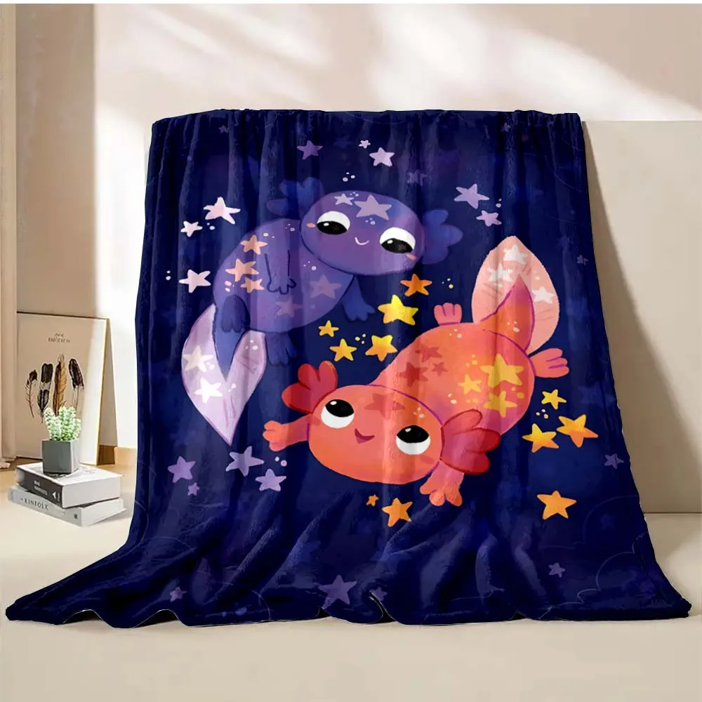 6 Sizes Cute Axolotl Printed Blanket Warm Soft and Comfortable Home Travel Blanket Sofa Bedding Cover Blanket Kids Gamer Gift 6