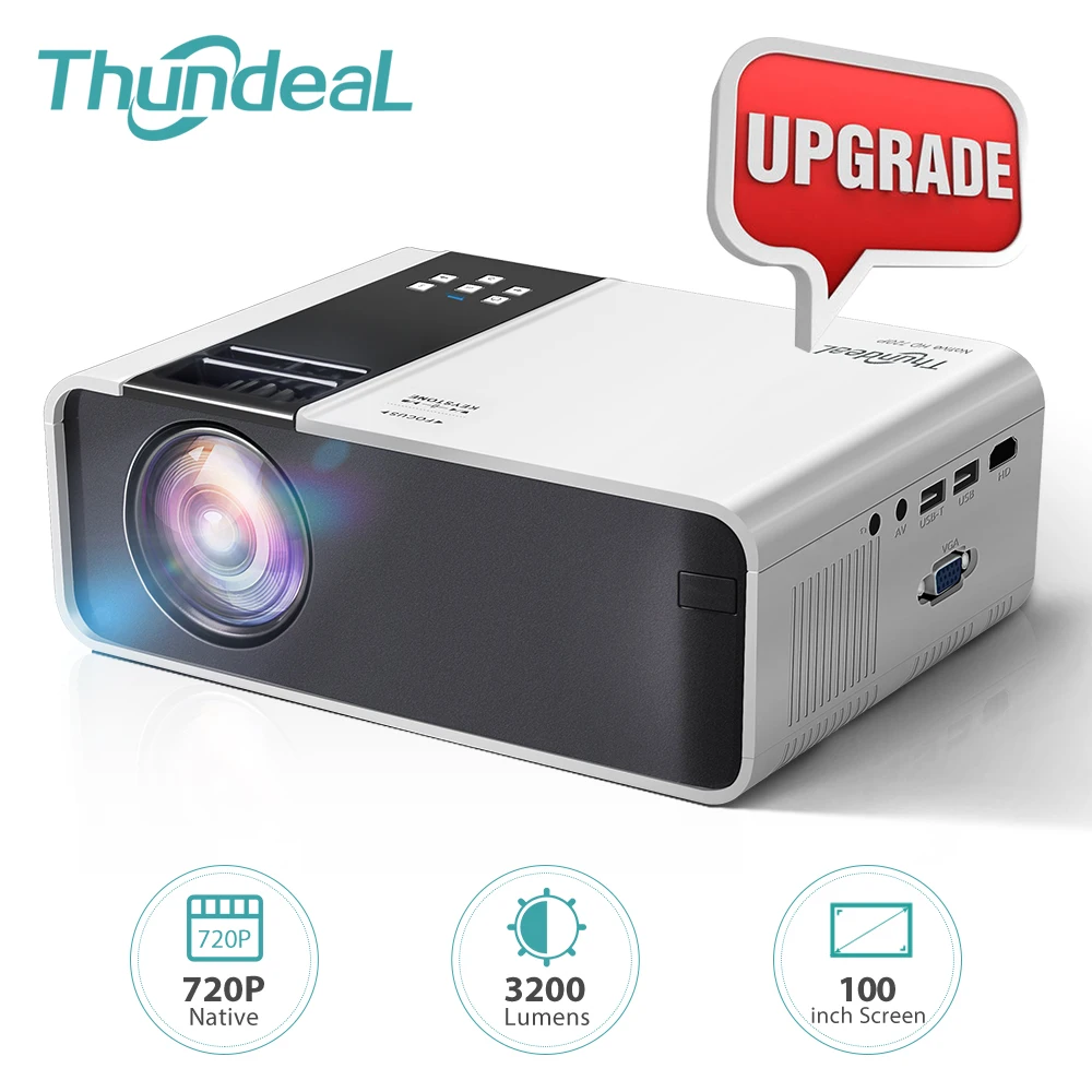 

ThundeaL Mini Projector TD90 Native 1280 x 720P Portable HD 1080P Projector Android WiFi 3D Video Home Cinema LED Smart Beamer
