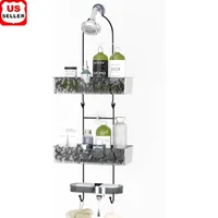 Hanging Shower Caddy No Drilling Over Head Organizer Quick Drainage Waterproof Rust-proof Shower Storage with Hooks and Baskets 1